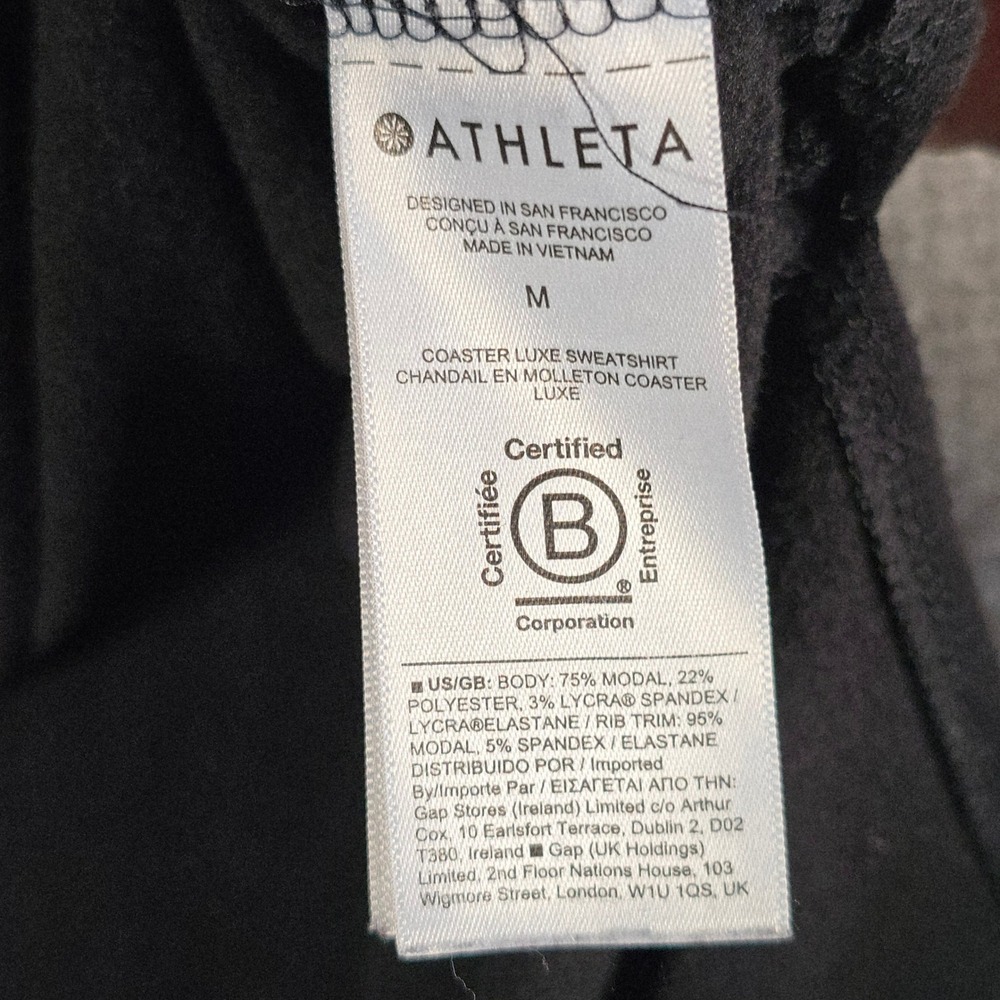 Athleta Coaster Luxe Sweatshirt Black Modal Blend Thumbhole Pullover Womens M - Picture 6 of 11